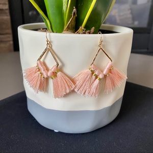 Peach and Gold Tassel Earrings